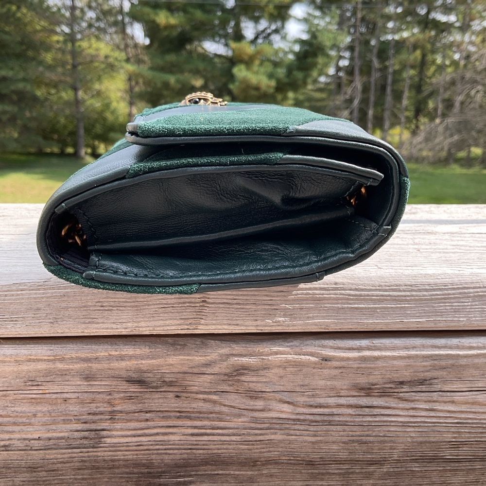 Kurt Geiger NWT London Kensington Velvet & Leather Crossbody – Emerald Green 🌟 - Picture 9 of 13
